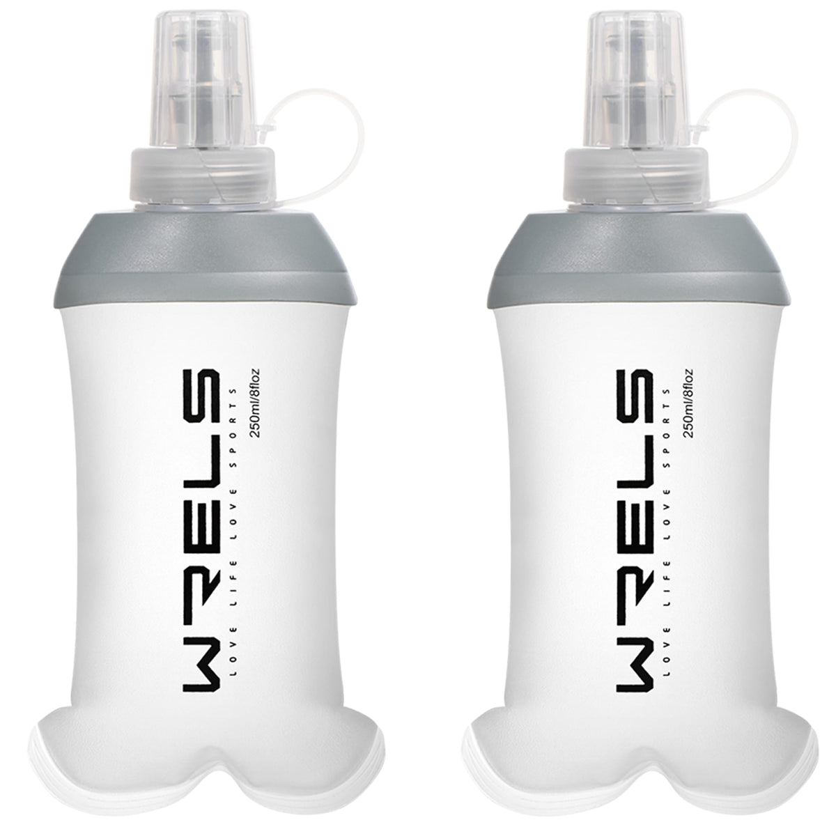WRELS Running Water Bottle,250ml/350ml/500ml TPU Soft Flask,Collapsible Water Bottles for Hydration Vests and Running Belts Backpack, Soft Water Bottles For Hiking Cycling Climbing