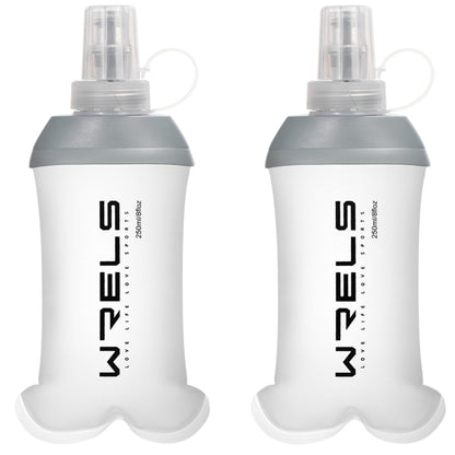 WRELS Running Water Bottle,250ml/350ml/500ml TPU Soft Flask,Collapsible Water Bottles for Hydration Vests and Running Belts Backpack, Soft Water Bottles For Hiking Cycling Climbing