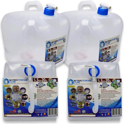 WaterStorageCube Collapsible Water Container with Spigot (5.3 Gal (2-Pack))