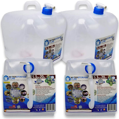 WaterStorageCube Collapsible Water Container with Spigot (5.3 Gal (2-Pack))