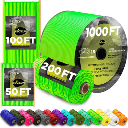 Paracord Rope 550 lb 4mm – Parachute Cord – Utility Camping Rope