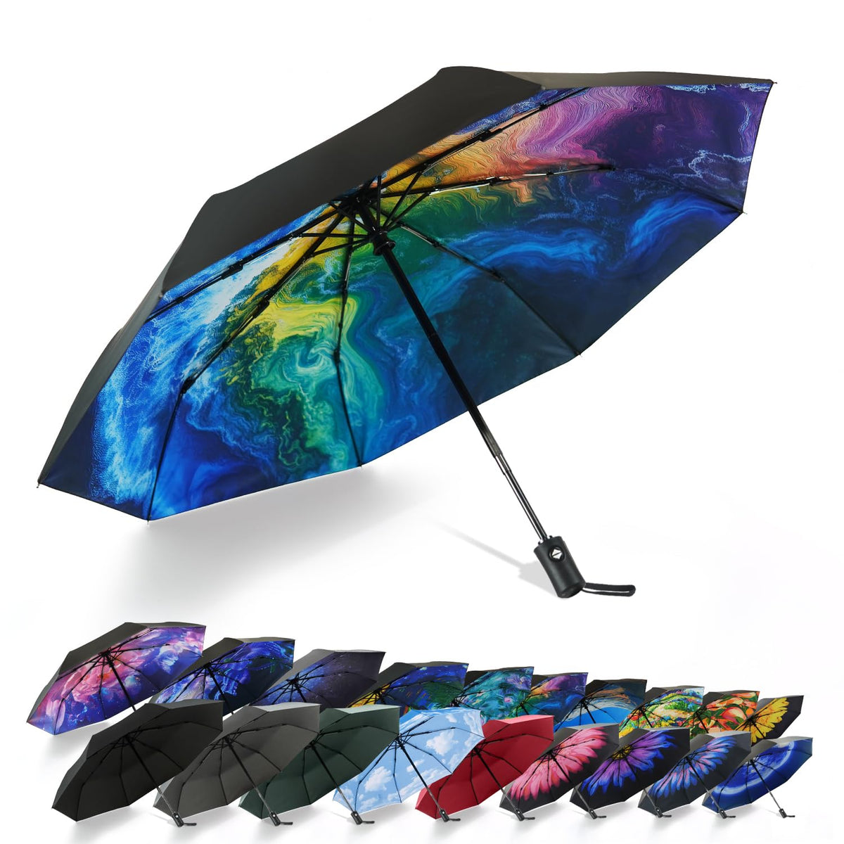 SY COMPACT Travel Umbrella - Windproof Automatic Compact Umbrellas for Rain