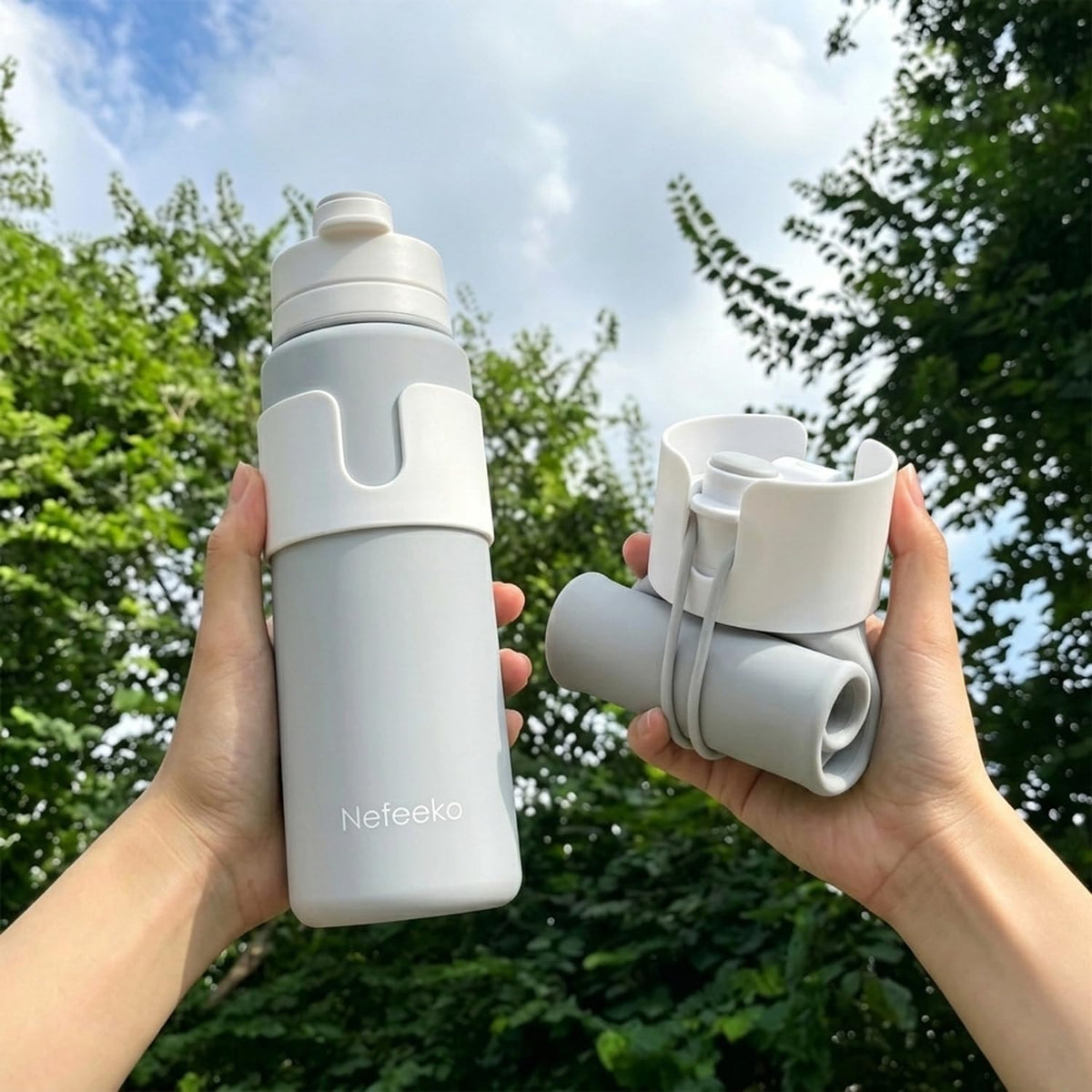 Nefeeko Collapsible Water Bottle, BPA Free 26oz Silicone Water Bottles