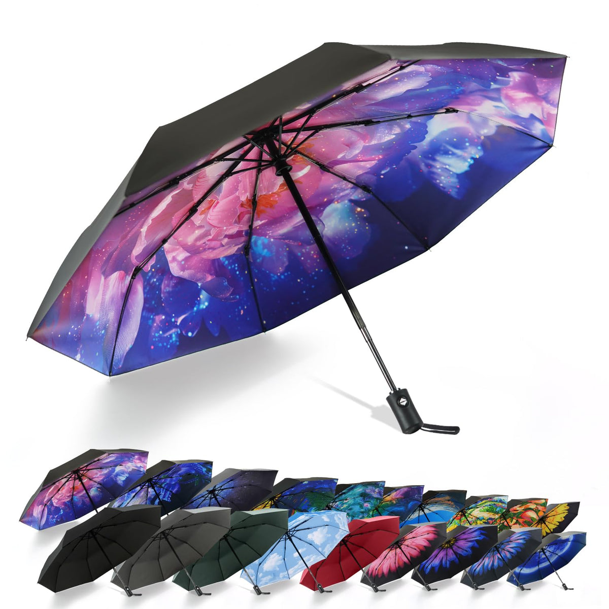 SY COMPACT Travel Umbrella - Windproof Automatic Compact Umbrellas for Rain