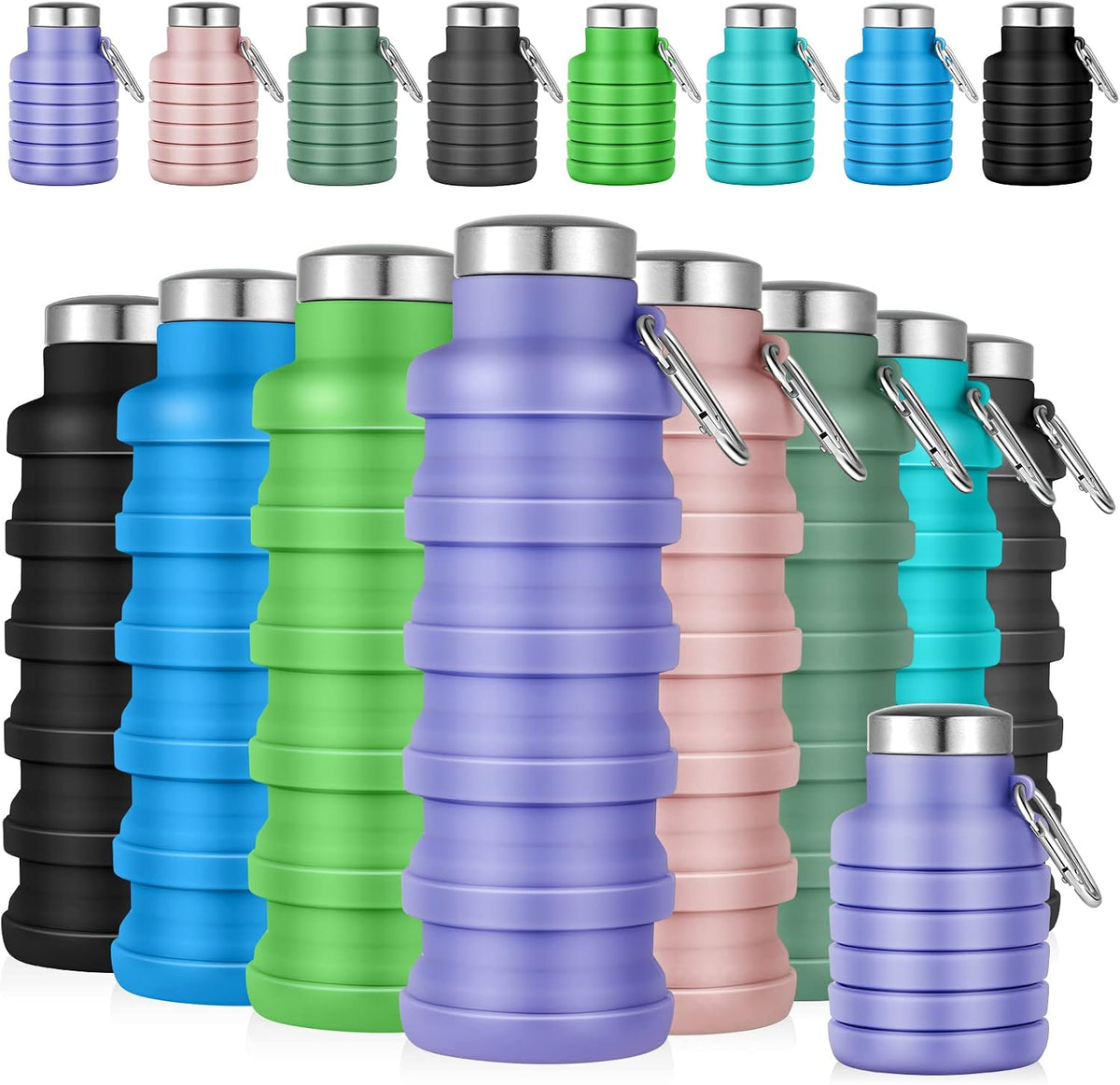 Lallisa 8 Pcs Collapsible Water Bottles Bulk, Reusable, Fresh Colors