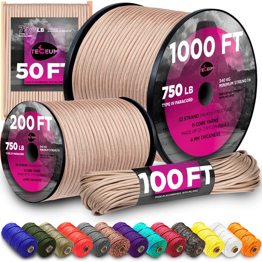 Paracord Rope 550 lb 4mm – Parachute Cord – Utility Camping Rope