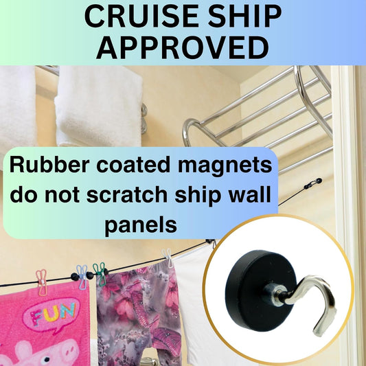 Magnetic Clothesline for Cruise Ship - Updated Stronger Magnets