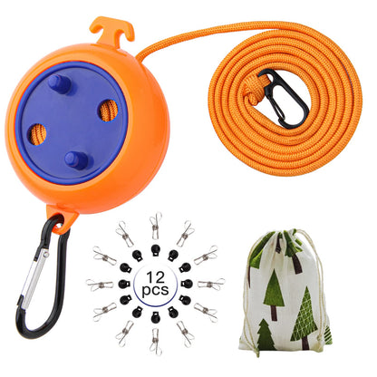 Portable Travel Clothesline, 33ft Camping Clothes line with Clothespins