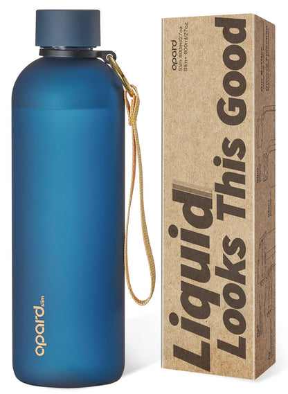 Opard Slim Water Bottle 32oz, Dishwasher Safe Plastic Water Bottle BPA-Free, Leakproof Screw Top, Forest Green, Reusable for Travel School Sport Gym Hiking