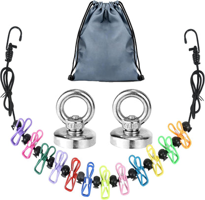 Travel Clothesline with Two Magnetic Hooks for Cruise RV Camper Essentials, Clothes Line 12 Clothes Clips for Cruise Camper RV Accessories, Portable Clothesline for Camper Essentials Car Accessories