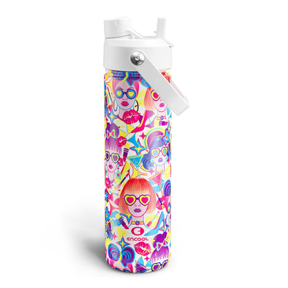 ENCOOL Insulated Water Bottle with Straw Stainless Steel Water Bottle, Leak-Proof, BPA-Free, Double Wall Vacuum Keeps Cold for 24 Hours for Sports, Travel, School (26 oz, Black Night)