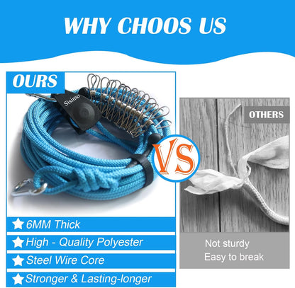 40FT Retractable Clothesline Outdoor 1/4" Polyester Coated Steel Core Rope