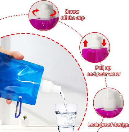 smilixin 10 Pack Collapsible Water Bottles,Collapsible Bag Water Bottles