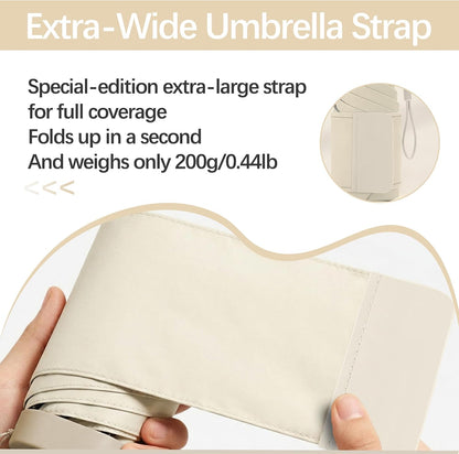 erised's bifrost Mini Travel Folding Umbrella, Small Compact and Lightweight/Wide Umbrella Strap/Flat Handle/Sun Rain/UPF 50+/UV Protection/Waterproof/6 Ribs/Cute/Kids/Women