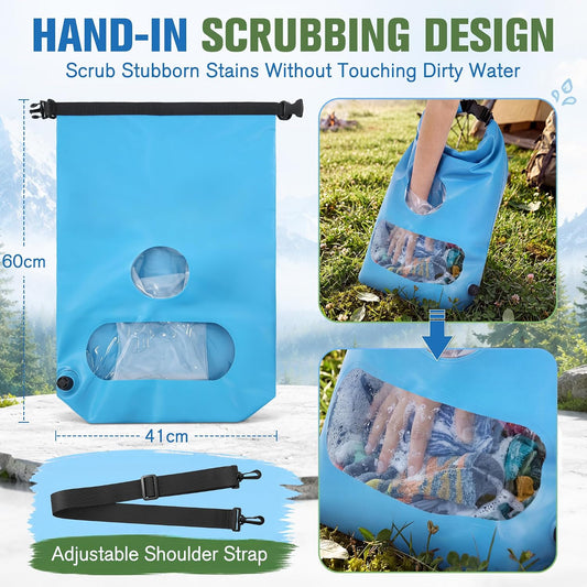 Saillong Portable Travel Washing Bag Kit, With Retractable Clothesline