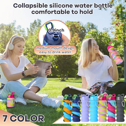 Sunnyray 14Pcs Collapsible Water Bottles Bulk 17oz (500ml), Dark Color