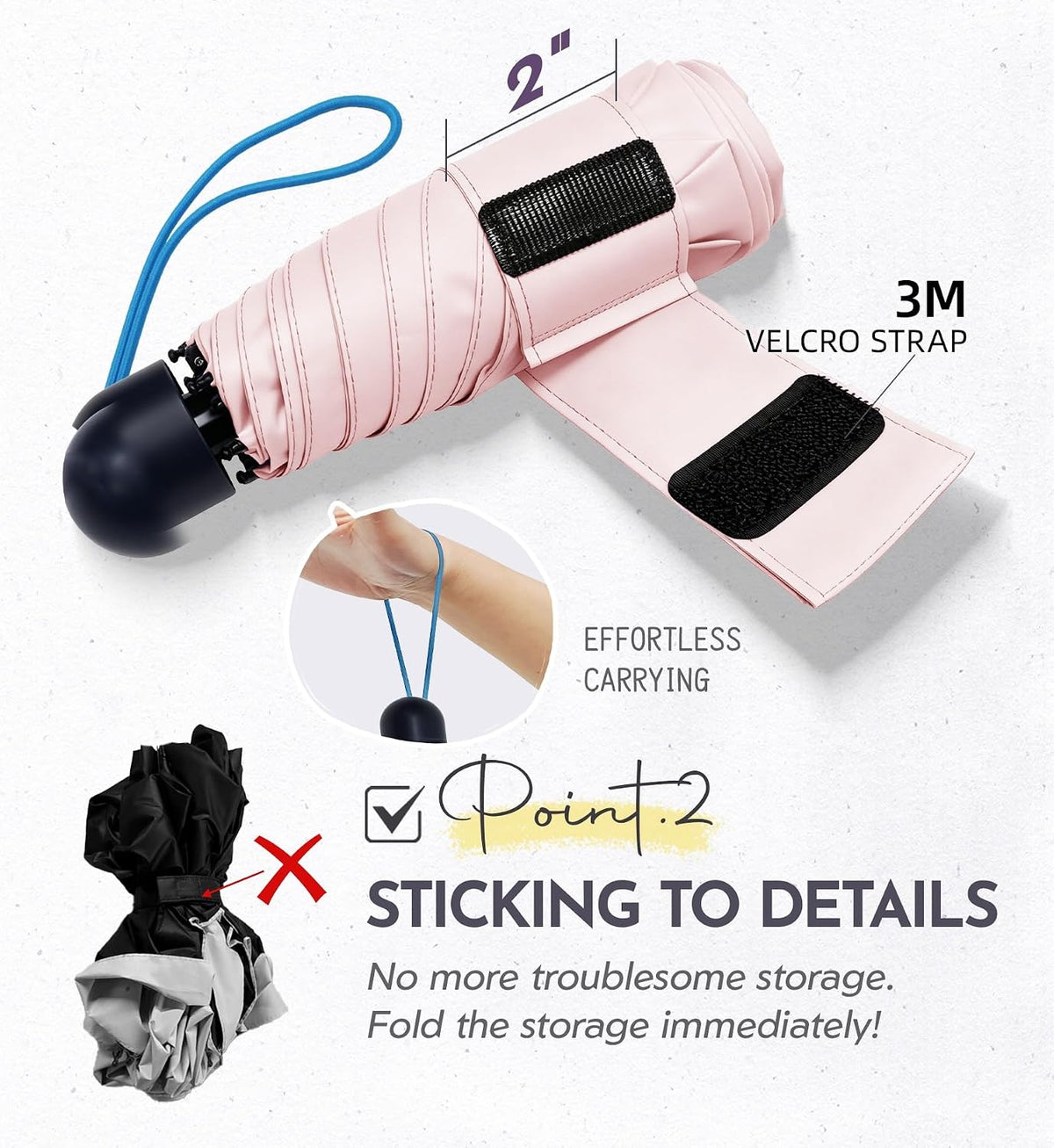 Umbrella Travel Size Mini Umbrella with UPF 100+ UV Rain Protection