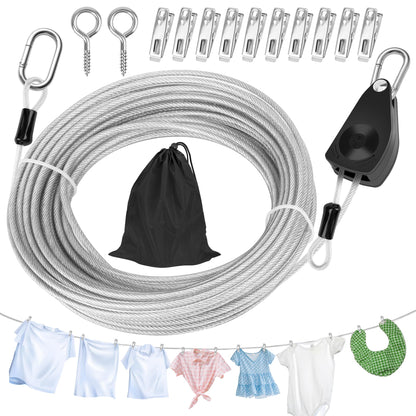 Windspeed Retractable Clothesline Outdoor Heavy Duty Travel Clothesline Retractable Clothes Line for Outside Travel Camping Cloth Line, Galvanized Steel Material, and 10 Clips, Storage Bag