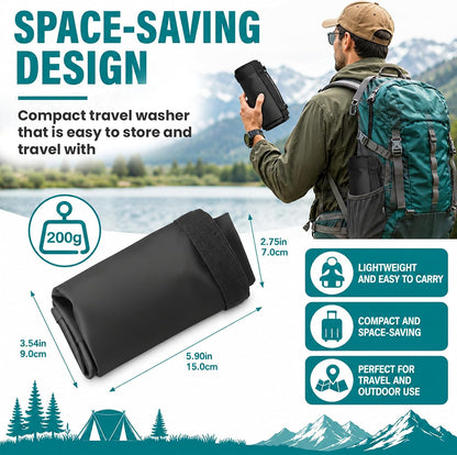 Travel Washing Machine & Retractable Clothesline - Hand Washing Machine & Portable Clothes Washer - Durable Travel Laundry Wash Bag & Camping Washing Machine - Portable Manual Clothes Washer