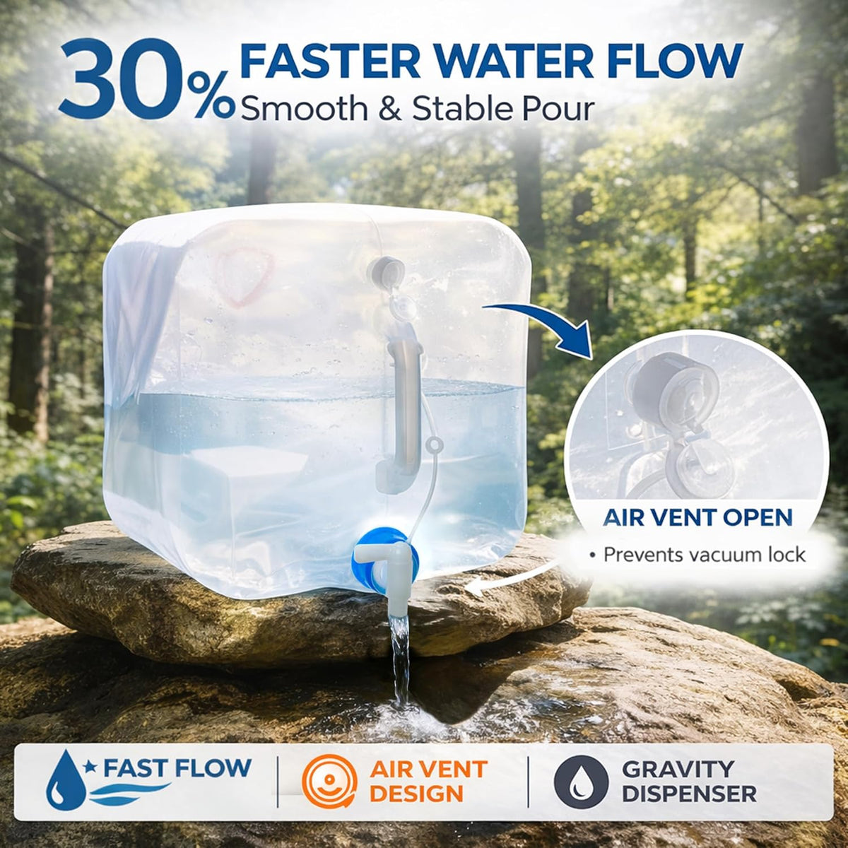 BPA Free Collapsible Water Container Jug with Spigot, 2-Pack 5.3 Gallon