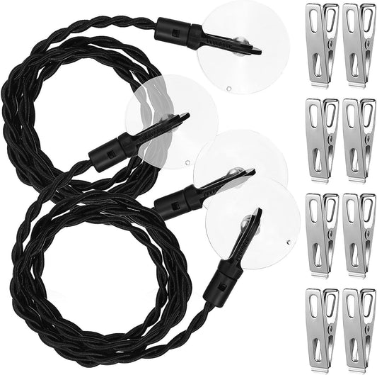 2 Pcs Retractable Travel Clothesline with Clips and Hooks, Polyester
