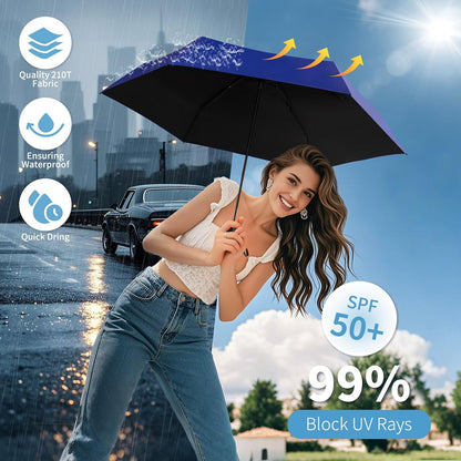 Yoobure Mini Travel Umbrella with Case, Compact Folding Umbrella