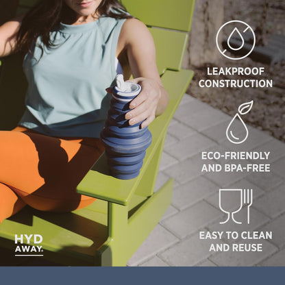 HYDAWAY 25oz Collapsible Water Bottle, Packable Leakproof for Travel