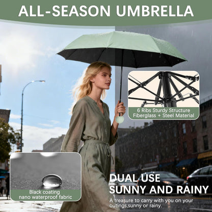 Mini Travel Folding Umbrella for Women, Kids/7cm Wide Strap/UPF50+/Compact