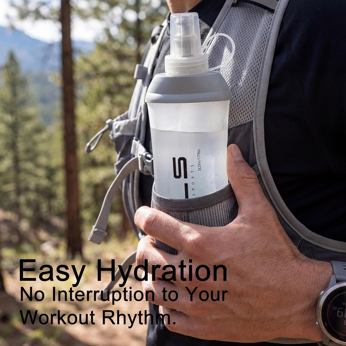 WRELS Running Water Bottle,250ml/350ml/500ml TPU Soft Flask,Collapsible Water Bottles for Hydration Vests and Running Belts Backpack, Soft Water Bottles For Hiking Cycling Climbing