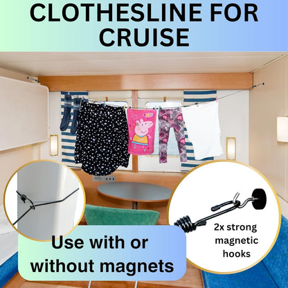 Magnetic Clothesline for Cruise Ship - Updated Stronger Magnets