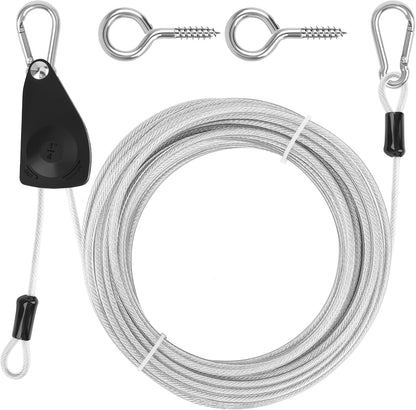 40FT Clothes Line Outdoors Retractable, Anglecai 3/16" Steel Wire Rope