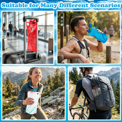 4 Pack Collapsible Foldable Water Bottles, 34oz Leakproof