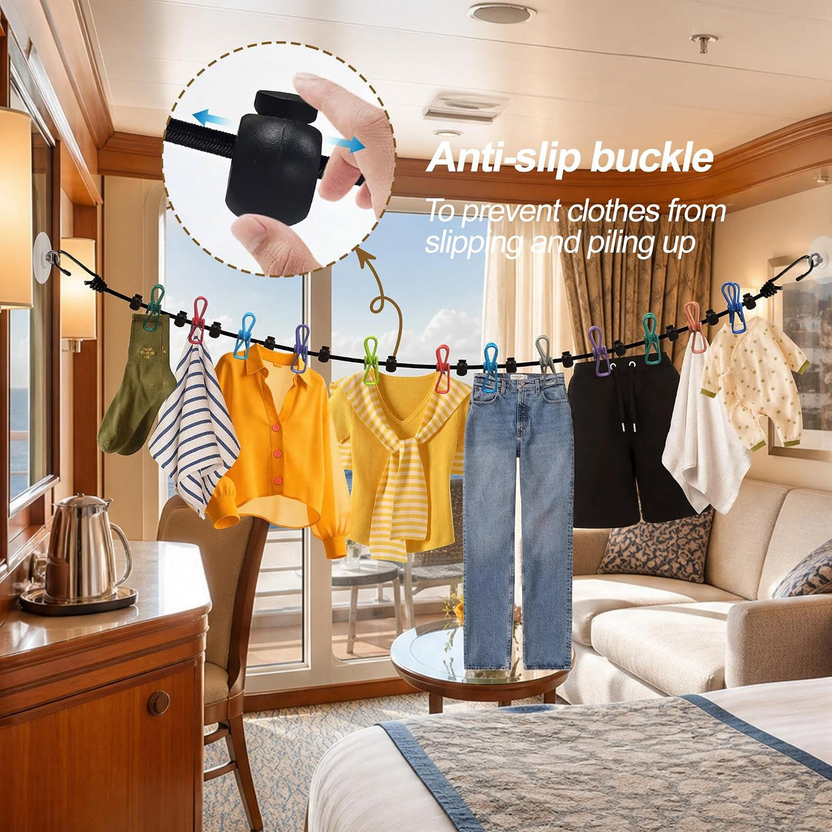 Magnetic Clothes Line for Cruise Ship Retractable Portable Clothesline for Travel,Cruise Essentials 2026 Indoor/Outdoor Foldable Travel Clothesline for rv Tent Camping Van Hotel