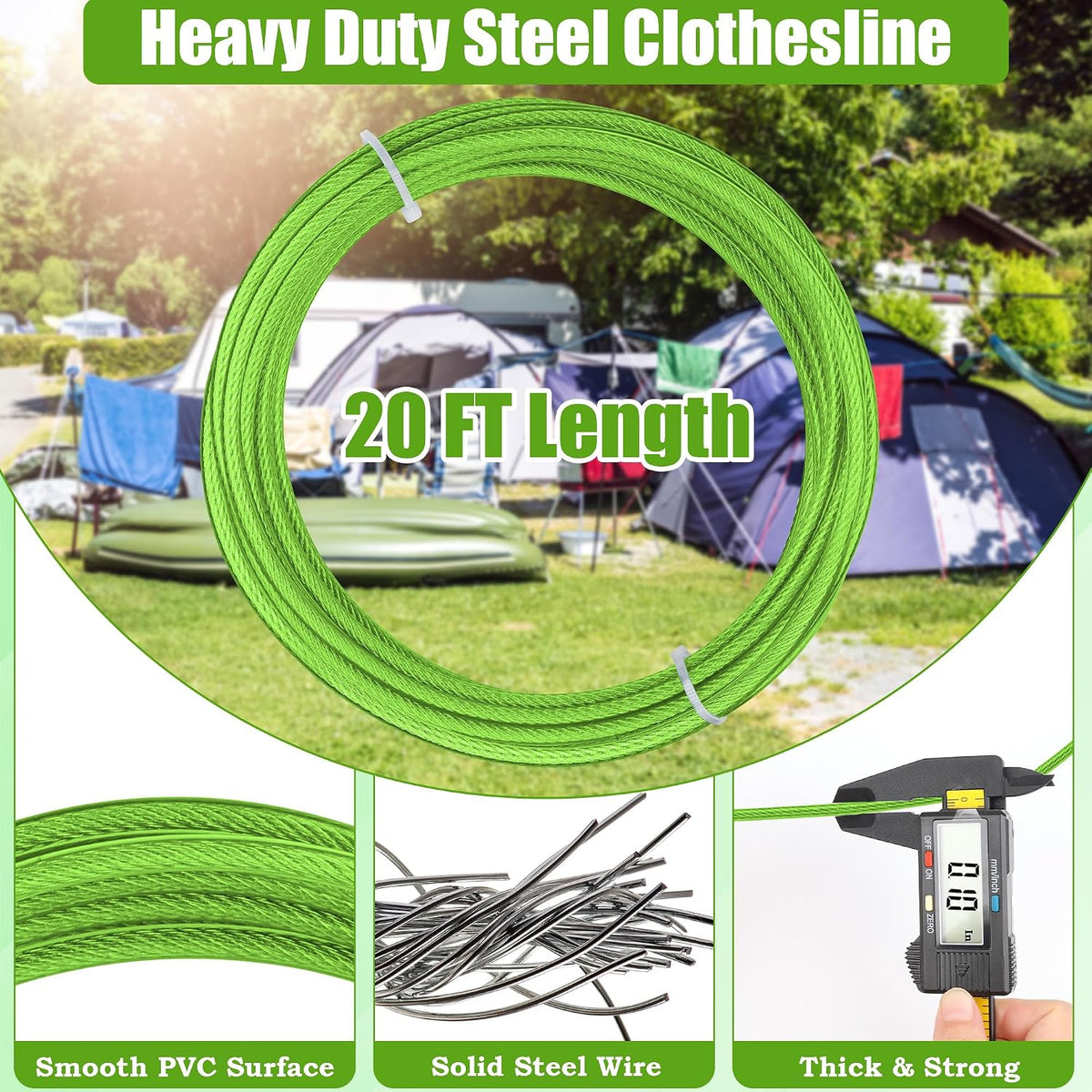 20FT Retractable Travel Clothesline, Outdoor Clothesline Drying