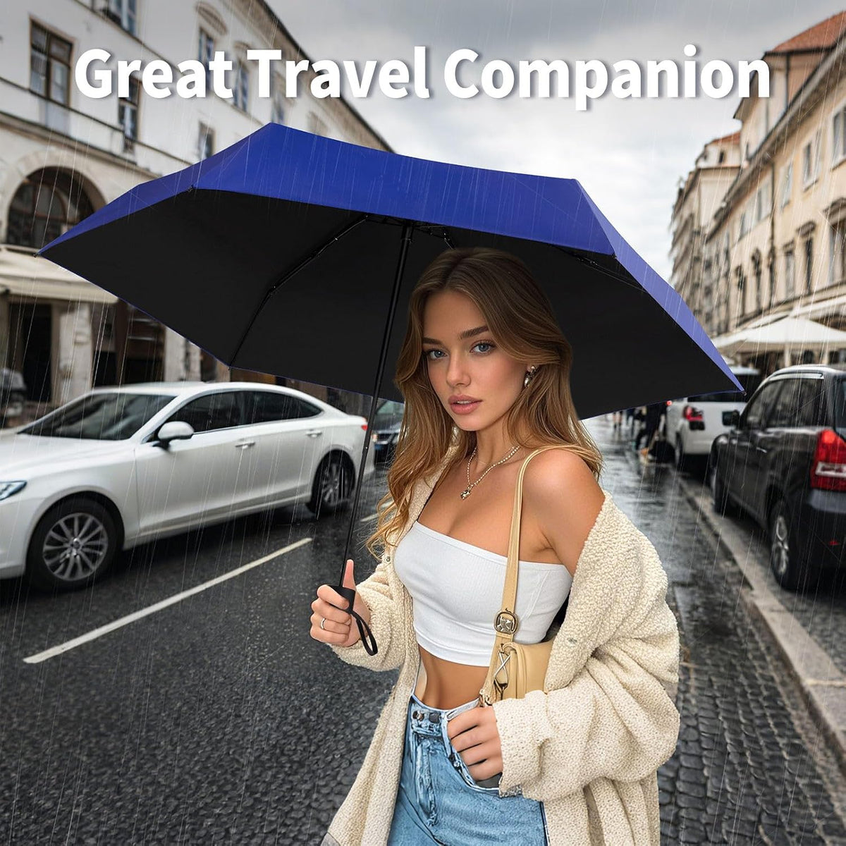 Yoobure Mini Travel Umbrella with Case, Compact Folding Umbrella