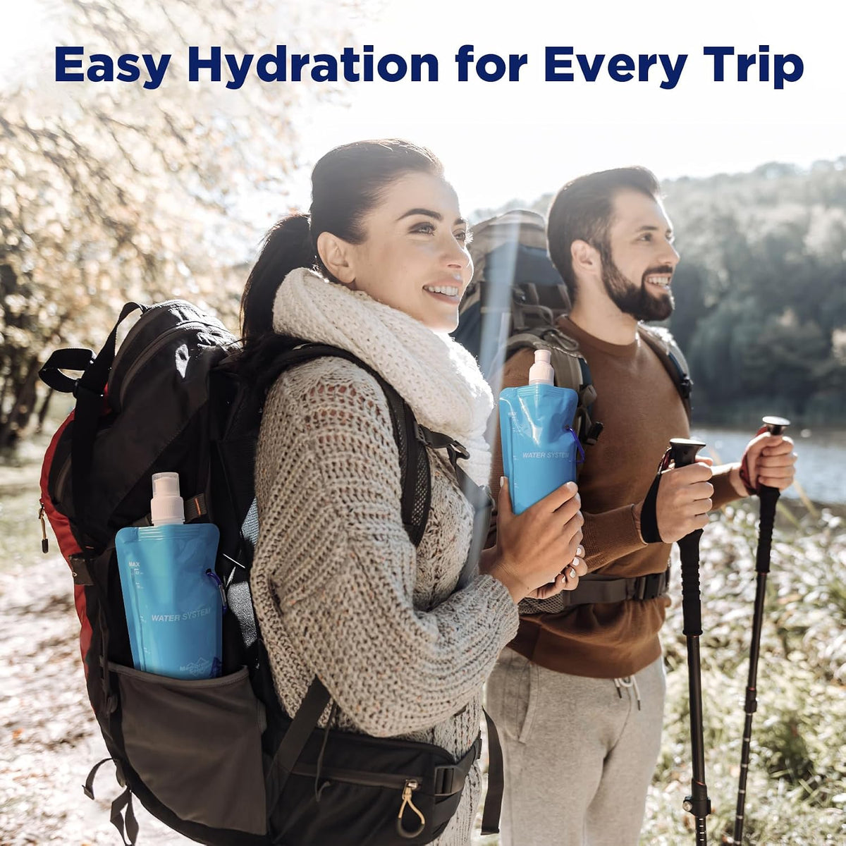 Membrane Solutions Collapsible Water Bottle 23oz with Carabiner