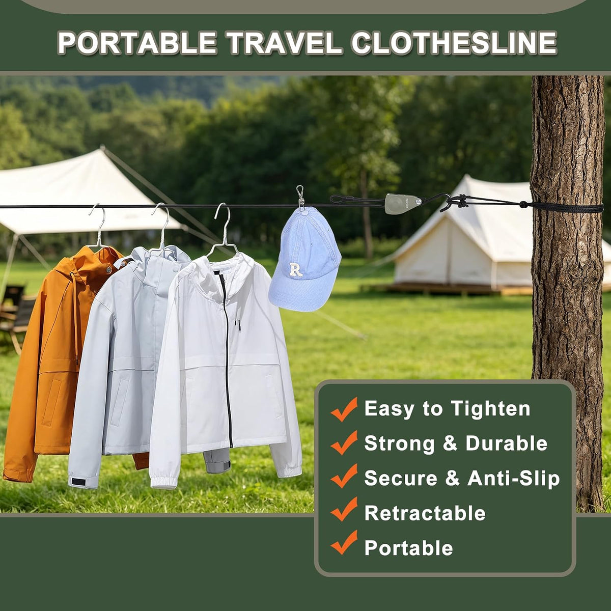 Vigorport Retractable Travel Clothesline, Heavy Duty Pulley Clothes Line