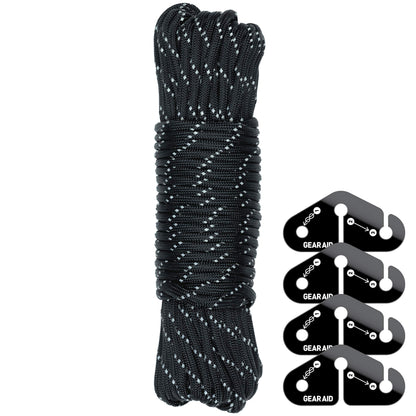 GEAR AID Taut Line Kit with 550 Paracord for Hanging Gear on a Travel Clothesline, Black