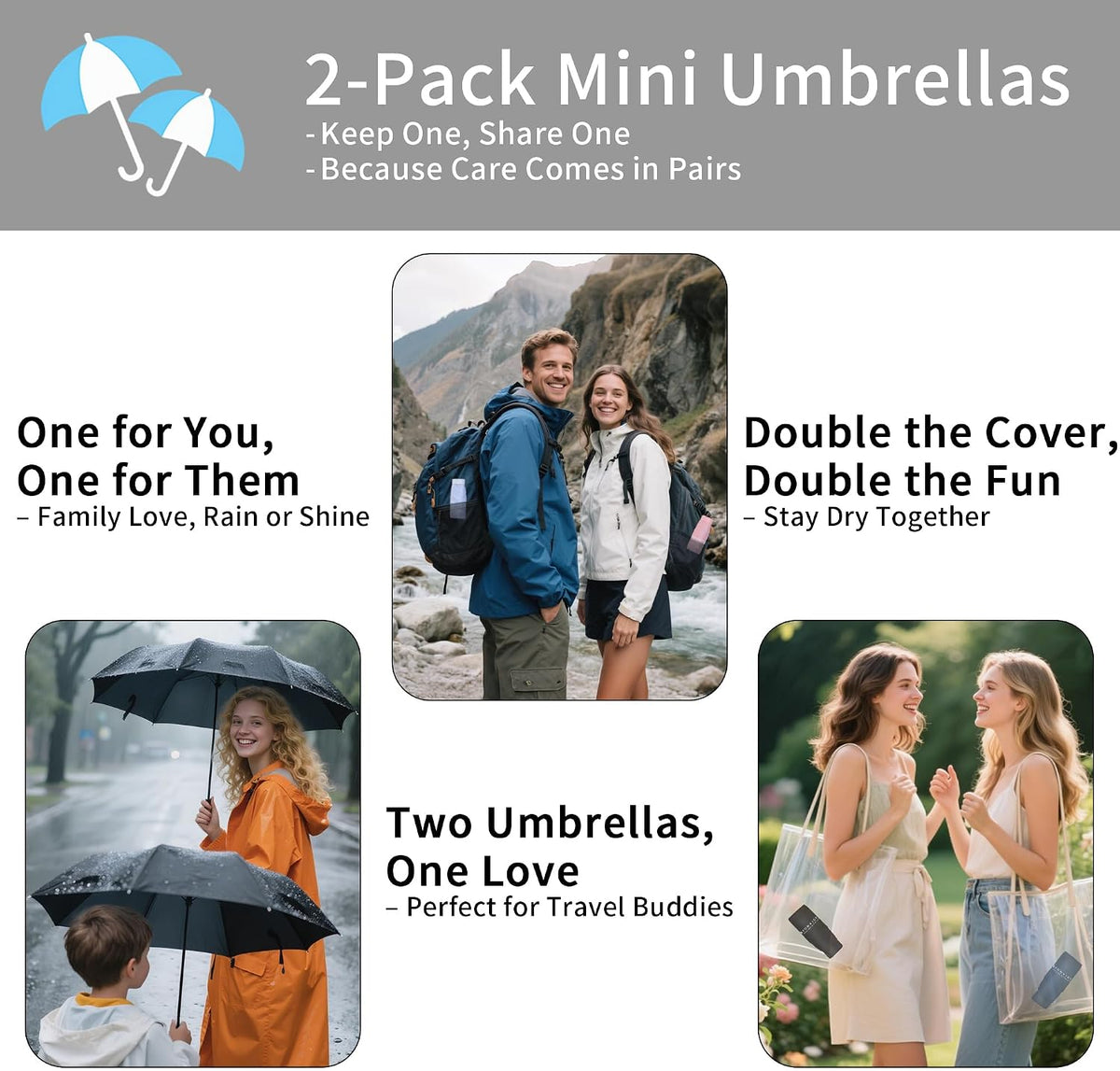 Compact Mini Windproof Travel Umbrella-UPF 50+ Sun & Rain Protection, Small Folding Design Fits in Pocket or Purse, Lightweight Portable with Case for Women, Men & Kids