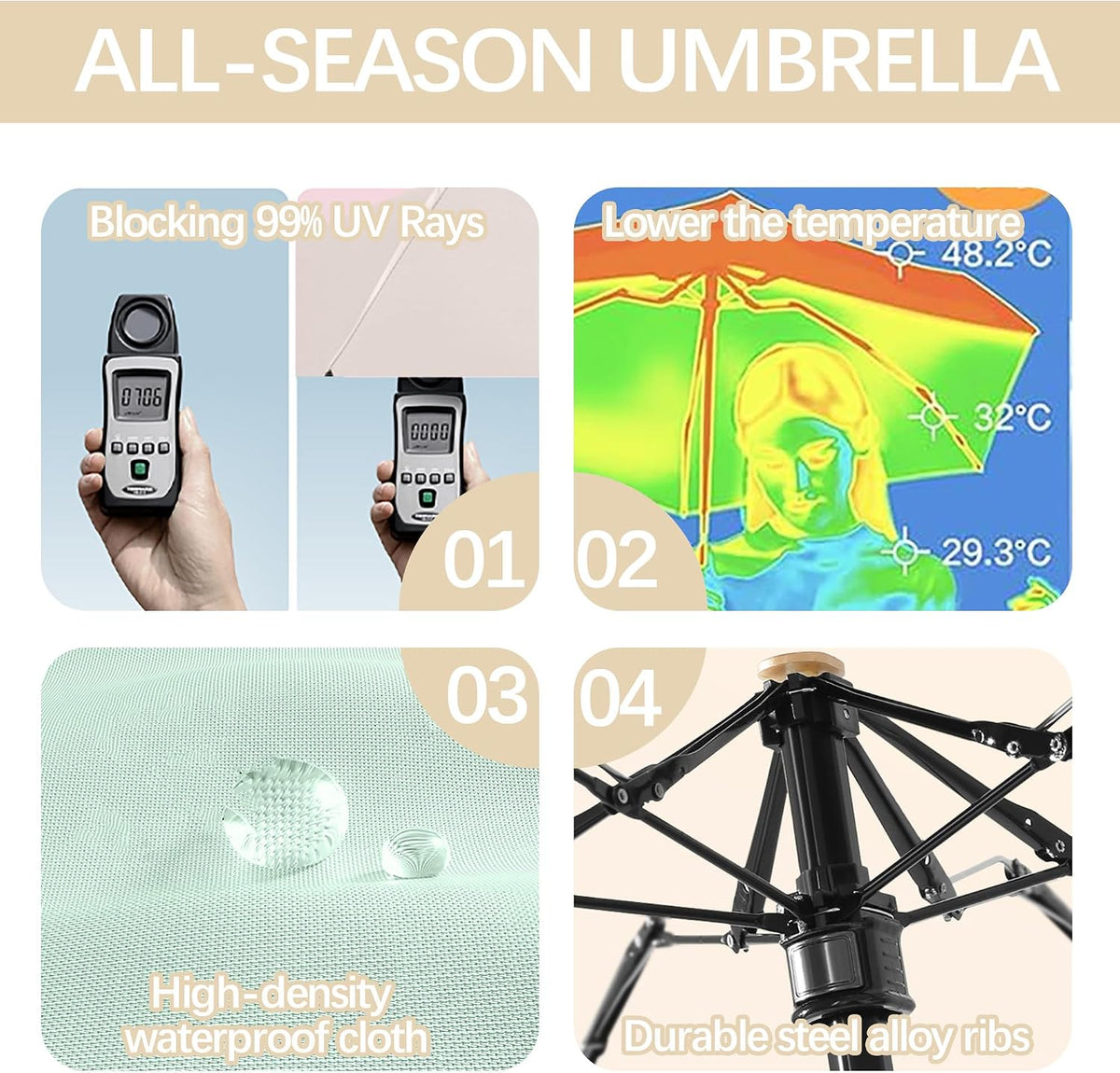 erised's bifrost Mini Travel Folding Umbrella, Small Compact and Lightweight/Wide Umbrella Strap/Flat Handle/Sun Rain/UPF 50+/UV Protection/Waterproof/6 Ribs/Cute/Kids/Women