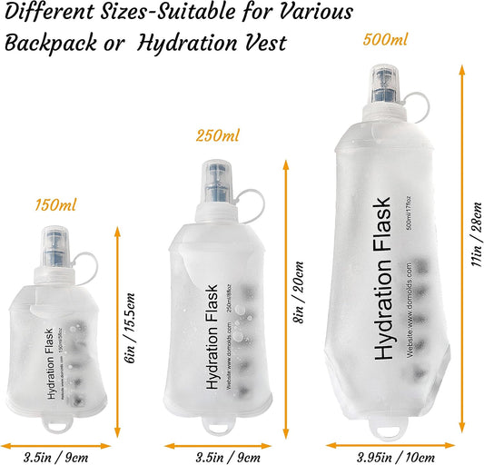 J.CARP 2Pcs 250ml Soft Flask Running Water Bottles, TPU Foldable Running Hydration Flask for Hydration Pack Cycling Hiking Climbing Outdoors Motorbike White