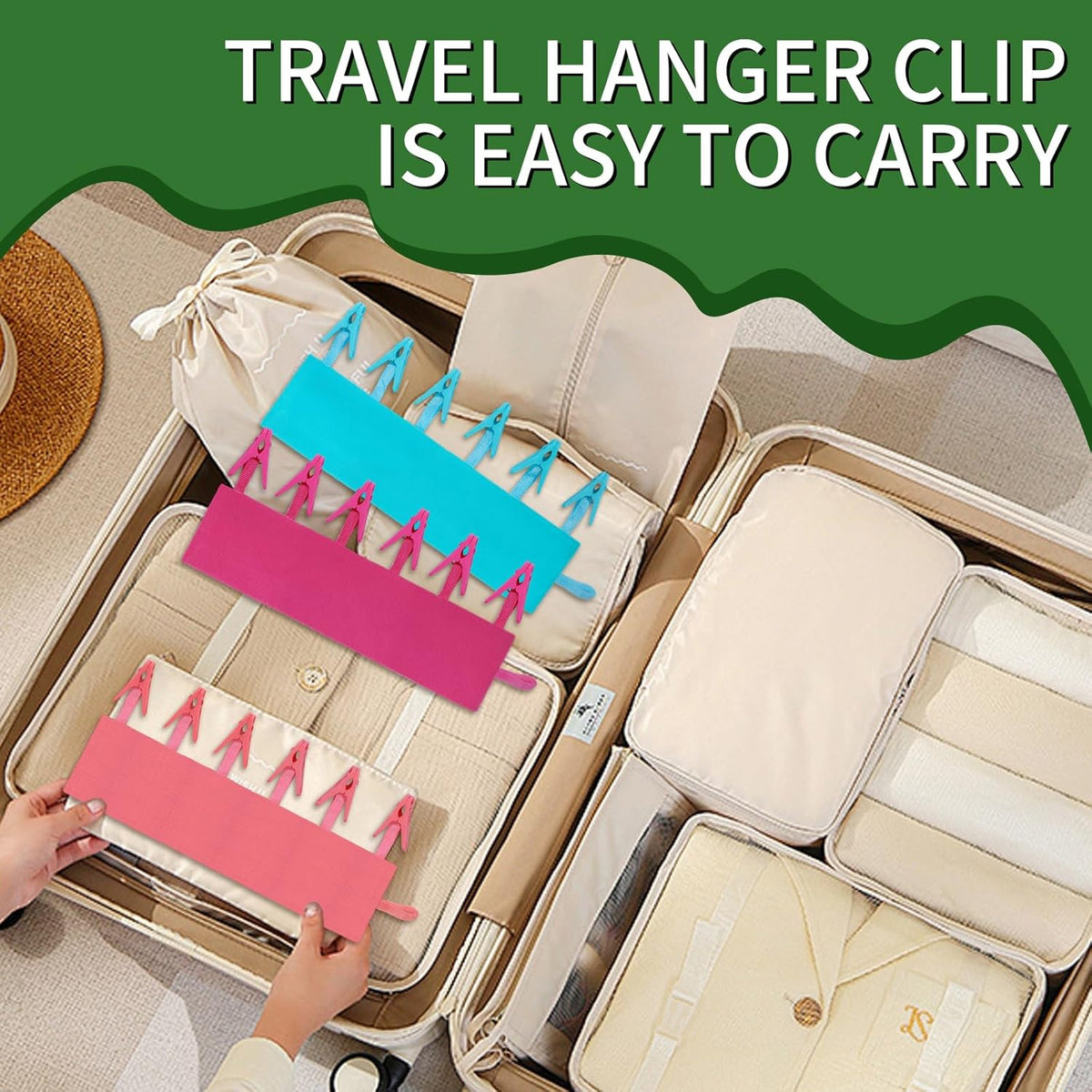 Travel Hangers for Cruise & Hotel – Foldable and Magnetic Clothes Line with Sock Drying Rack – Perfect for Traveling and Compact Storage，Hanger with 6 Clips Pack of 3（Red, Blue, Rose red）