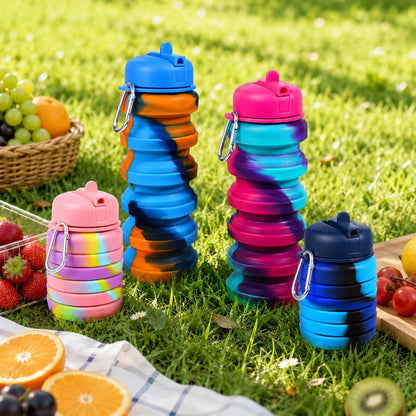 4PCS Foldable Water Bottles for Camping Hiking Travel Gym Sports,16oz