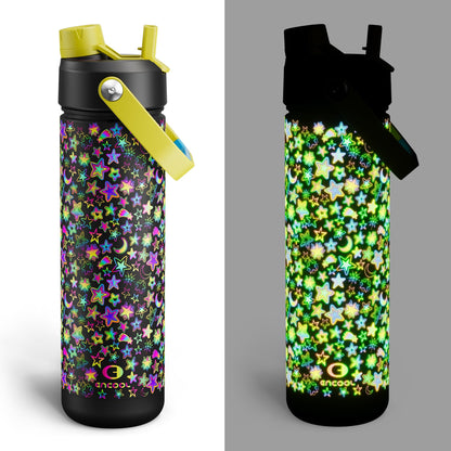 ENCOOL Insulated Water Bottle with Straw Stainless Steel Water Bottle, Leak-Proof, BPA-Free, Double Wall Vacuum Keeps Cold for 24 Hours for Sports, Travel, School (26 oz, Black Night)