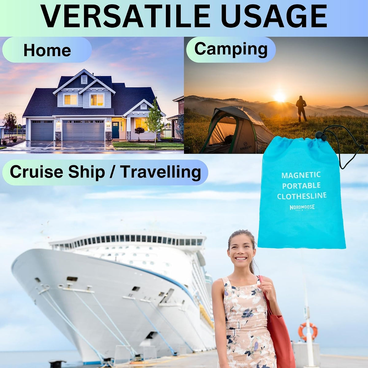 Magnetic Clothesline for Cruise Ship - Updated Stronger Magnets