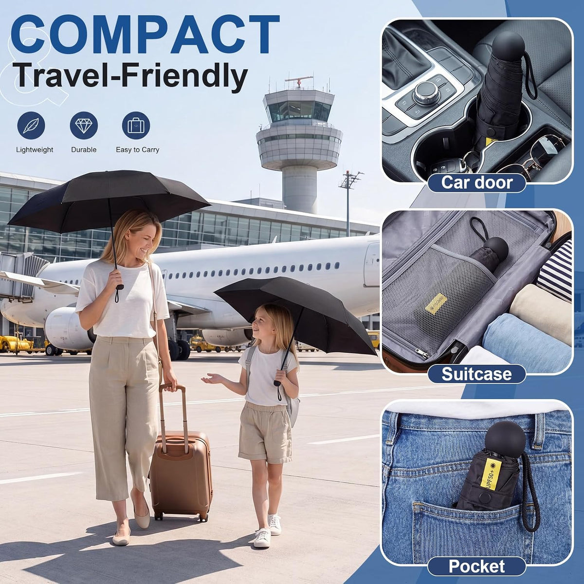 Amylove 24 Pack Mini Travel Umbrellas Bulk, Compact Lightweight Pocket Umbrella, UV Sun & Rain Protection Tiny Umbrella for Wedding Party Favors, Business Gifts, Corporate Bulk Supplies