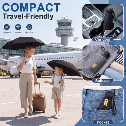 Amylove 24 Pack Mini Travel Umbrellas Bulk, Compact Lightweight Pocket Umbrella, UV Sun & Rain Protection Tiny Umbrella for Wedding Party Favors, Business Gifts, Corporate Bulk Supplies