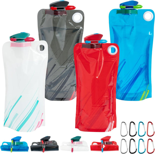 4 Pack Collapsible Foldable Water Bottles, 34oz Leakproof
