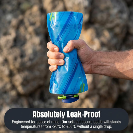 Jinora 4 Pack Collapsible Water Bottles for Travel – 20oz Foldable Water Bottle with Carabiner,Leakproof BPA-Free Water Jup, Portable Reusable Water Bottle for Hiking,Sports,Camping,Biking