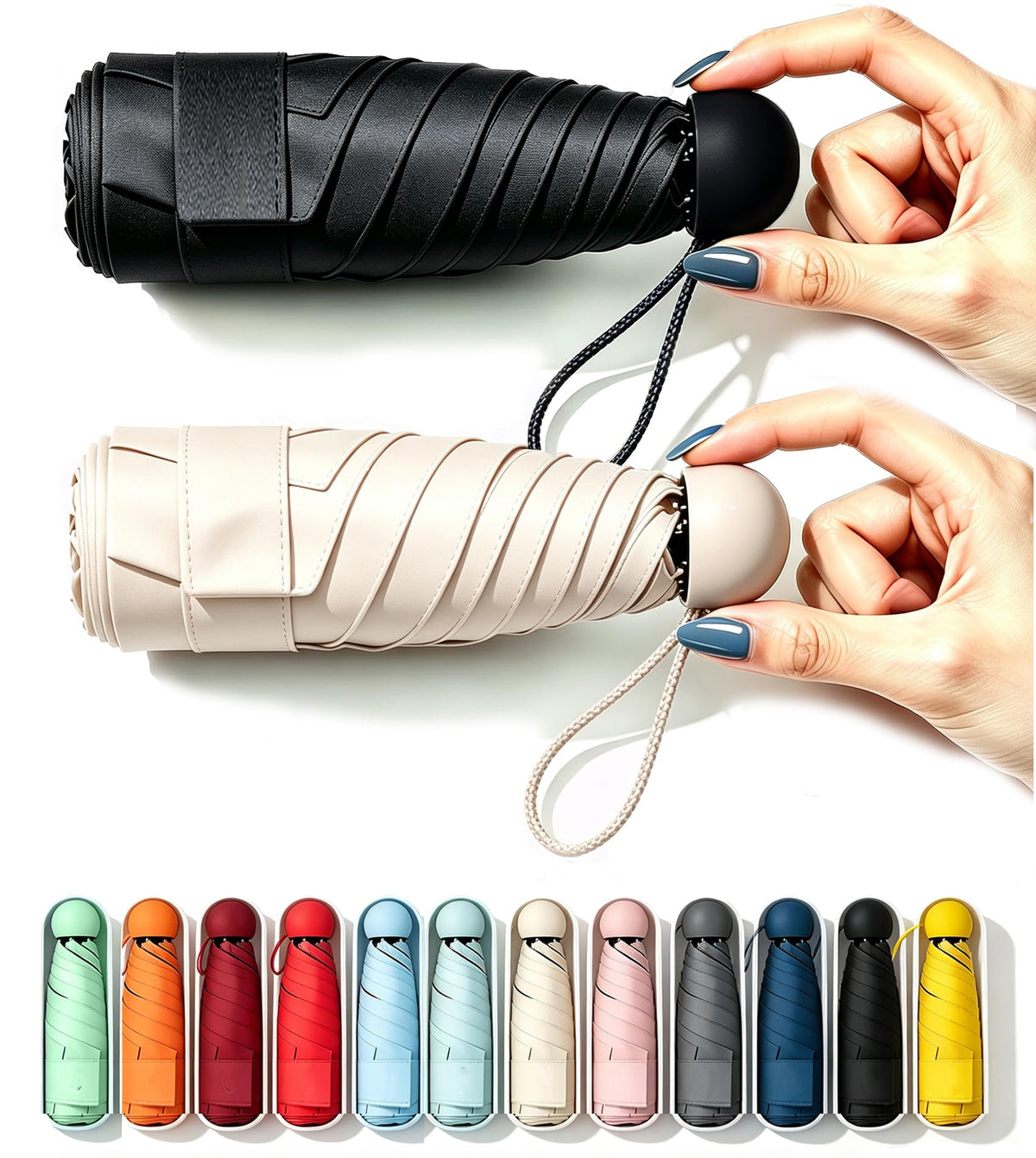 SIEPASA Mini Travel Umbrella, Compact UV Protection Sun & Rain Umbrella